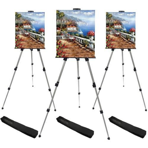 RRFTOK Silver 3 Pack 17-66 Inch Art Easel Stand for Painting and Sign - style: 66S 3-pack