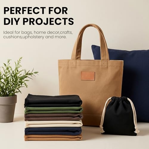 Wildarms 100% Cotton Canvas Fabric by The Yard - 59" Wide 12oz Medium-Heavy Duck Canvas for Sewing DIY, Tote Bags, Upholstery & Embroidery (Kahaki, 2 Yard pre Cut) - color: Kahaki, size: 2 yard pre cut