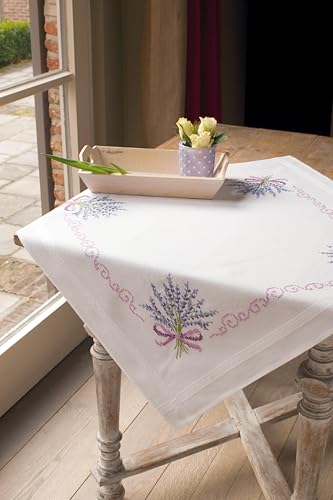 Vervaco Cross Stitch Tablecloth Kit, 32 x 32 inch, Lavender - size: 32 x 32 inches