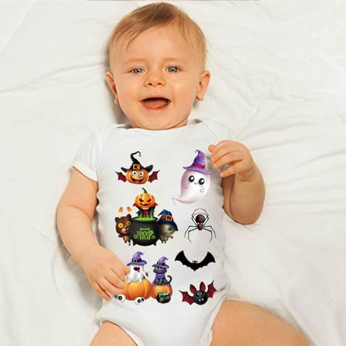 Halloween Iron on Transfer Vinyl Patches for Clothing Pumpkin Ghost Witch Black Cat Design Heat Transfer Decals for Jacket T-Shirt Bags Art Decor 4 Sheets - color: Halloween