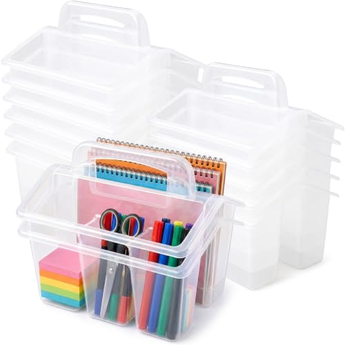 WILLBOND 12 Pcs Classroom Storage Caddies Stackable Utility Caddy, Clear - color: Clear
