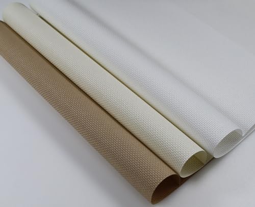 KCS 3 pc of 12" x 18"(30cmx45cm) 16CT Counted Cross Stitch Cotton Aida Cloth Fabric (White+Cream+Khaki) - color: White+cream+khaki