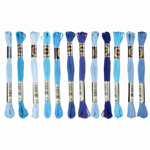 PATIKIL 12 Skeins Embroidery Floss Polyester Embroidery Threads Dark Blue - color: Dark Blue