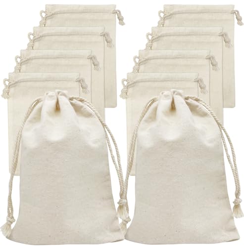 Jexila 24 Pieces Muslin Bags 4x6 inches Small Cotton Drawstring Gift Pouch Sachet Bag for Wedding Party Favor,Jewelry,DIY Crafts