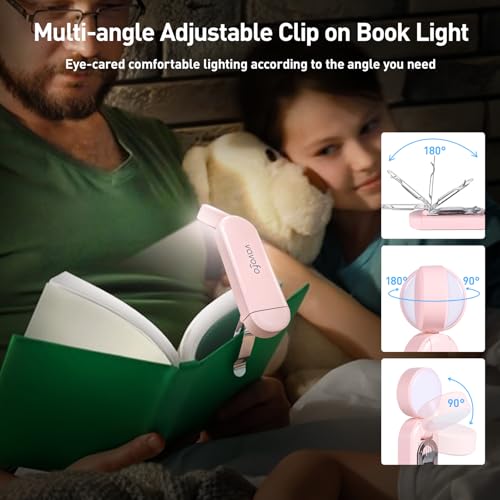 VAVOFO USB Rechargeable Book Light, Bookmark Clip on LED Reading Light - color: Light Pink