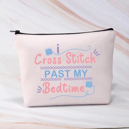BDPWSS Cross Stitch Lover Gift Bag - Past My Bedtime Makeup & Craft Project Bag with Needleminder