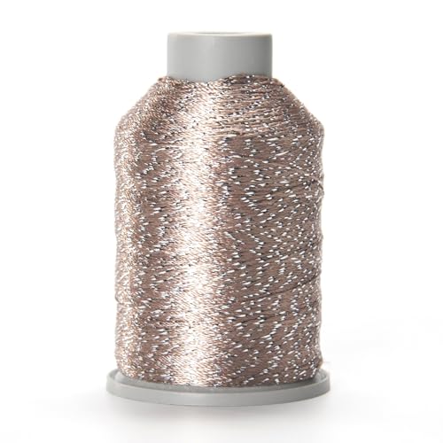 YarnArt Camellia Metallic Shimmer Fine Yarn – Polyester & Metallic Thread for Crochet, Embroidery & Jewelry Making – 20g & 50g Skeins, 192m (Brown Silver, 50g Skein) - color: Brown Silver, size: 50g Skein