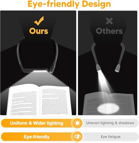 Reading Light, Rechargeable Neck Light, Stepless Dimming Book Light - color: Black