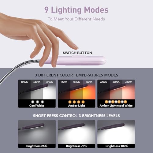 VAVOFO Rechargeable Book Light, Blue Light Blocking, Amber 1600K Clip On Reading Light, Eye Care 7 LEDs Kids Book Light for Reading in Bed with Power Indicator for Bookworms (Pink Purple) - size: 1-Pack Pink Purple