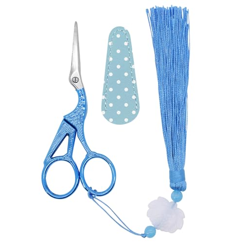 BIHRTC 4.5Inch Little Sewing Scissors Crane Shears with Cover Tassel Stainless Steel Scissor for Crafting Embroidery Needlework DIY Daily Use - size: 4.5inch, style: Style 1790J