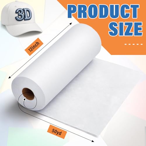 Hahafelt 30 Pcs 9″x12″ Large Embroidery Foam 3D Puffy Foam 3MM with 1 Roll 12" x 50 yd Tear Away Machine Embroidery Stabilizer Backing for Caps, Garments, Jackets, Bags, Hand Sewing