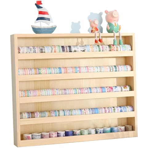 5-Layer Wood Washi Tape Box Organizer with Hanging Hook & Masking Tape Holder, DIY Storage & Closet Divider for Sewing, Thread - color: 5 Layers
