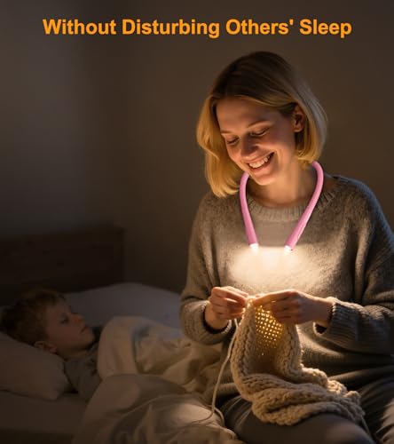 Gritin Book Light, Eye Caring 4-Color&5-Brightness Neck Light Reading Light - color: Rose, size: Upgraded
