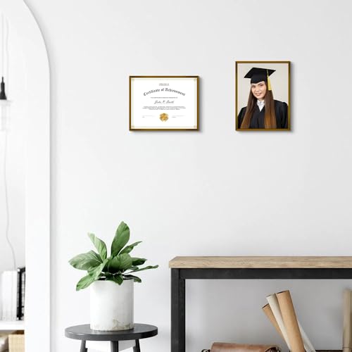 Golden State Art 8.5x11 Bronze Aluminum Certificate Frame Real Glass Front - color: Bronze(No Mat)