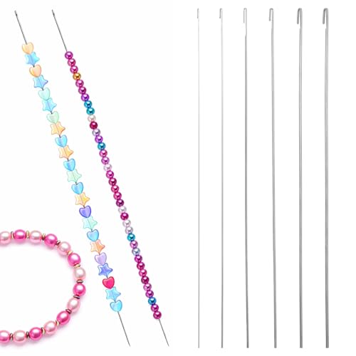6 Pcs Beading Needles for Jewelry Making, 6 Thickness Styles Bead Spinner Needles Long Straight Beading Thread Needle Needle-Free Beadings Supplies for Beaded Bracelets (0.4/0.5/0.6/0.7/0.8/0.9 m)