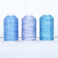 ThreadArt Variegated Cotton Thread Set, 600M 40/3, 3 Cones Blue Shades - color: VARIEGATED BLUE COLORS