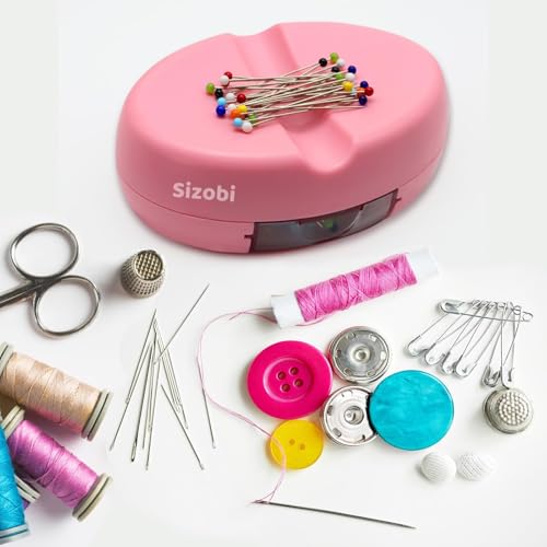 Sizobi Magnetic Pin Holder Cushions with 100 Pcs Ball Head Straight Pins - color: Baby Pink
