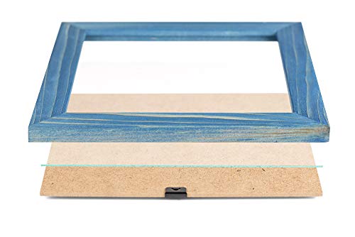 Rustic Wooden Square Picture Frames 8x8 - Set of 2-100% Natural Farmhouse Washed Barn Wood with Real Glass for Wall Mounting and Tabletop Photo Frame - Navy Blue - color: Navy Blue