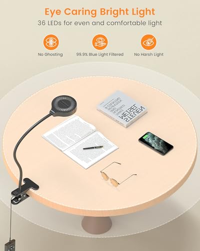 Glocusent 5W Desk Lamp with Remote, 3 Colors & 5 Brightness Reading Lights - color: Black with Remote