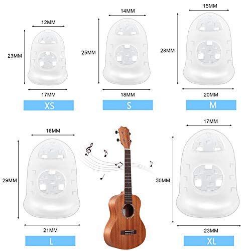 AUGSUN Guitar Fingertip Protectors, 40 Pcs Silicone Guitar Finger Guards - color: Transparent