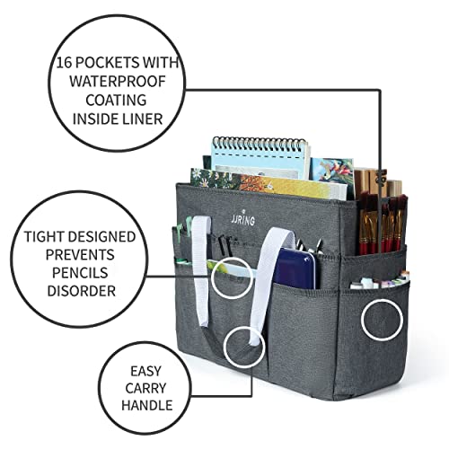 JJRING Craft Organizer Tote Bag Large Art Storage Caddy Grey - color: Grey, size: Large