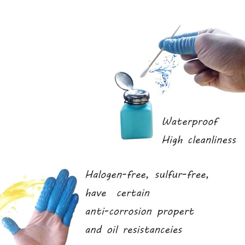 Medium Disposable Nitrile Finger Cots, Anti-Static Non-allergenic Finger Protectors,Suitable for Beauty, Cleaning, Massage,Electronic Repair 100 pcs (Blue) - color: Blue