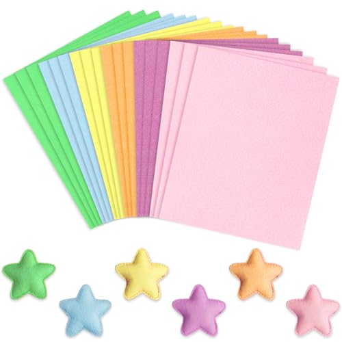 Whaline 18Pcs Pastel Felt Fabric Sheets Pink Blue Assorted Soft Thick Craft Felt Pack for Spring Summer Valentine's Day Easter DIY Craft Sewing Patchwork Art Projects, 7.9 x 11.8 Inch - color: Pastel
