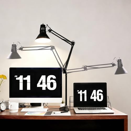 Black Dimmable Desk Lamp with Clamp, Extra-Tall Adjustable Swing Arm - color: Black, size: 3Adjustable Color Temperature-Extra Long Swing Arm