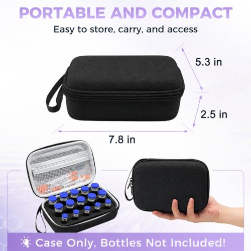 Peptide Case for Fridge Travel with 1* Reusable Ice Pack - color: Black+Black- 5×3ml+10×(5ml/10ml)