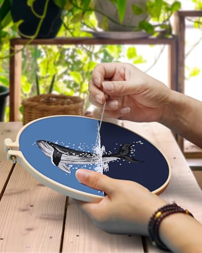 TINDTOP Embroidery Kit for Beginners Adult, Whale Embroidery Practice Kit - color: Whale