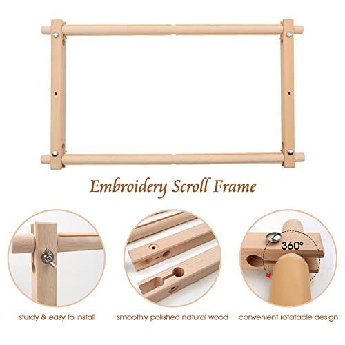 ZOCONE Beech Wood Tapestry Scroll Embroidery Frame, Cross Stitch Frame Holder, 12"x21" Quilting Frame, Needlepoint Frame, Scroll Frame for Cross Stitch, Needlepoint, Sewing, Embroidery Projects (B) - style: B