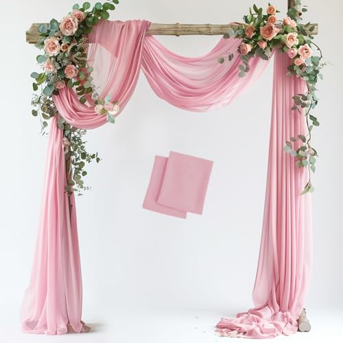 Wedding Arch Draping Fabric 2 Panels Blush Pink Sheer Backdrop Drape - color: Blush Pink, size: 2 Panels
