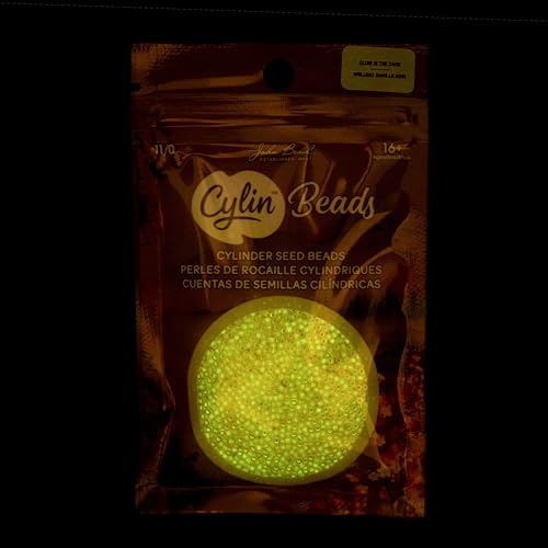 John Bead 25g Cylin Beads Gold Yellow Glow in Dark AB 11/0 Glass Cylindrical Seed Beads for Jewelry Bracelets Necklaces Earrings Making Embroidery - color: Gold Yellow Glow in Dark AB