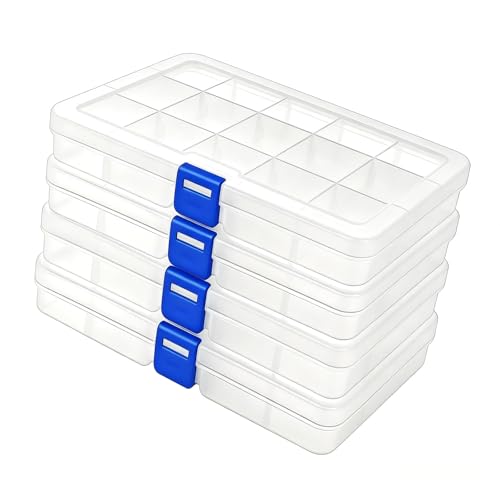 4Pack Bead Organizer Box with Adjustable Dividers,for Bracelet Making DIY Jewelry Craft Nail and Earring Organizing,Fishing Tackle Boxes (clear) - color: clear