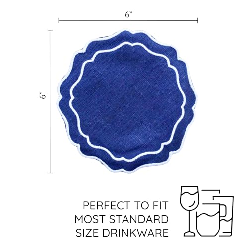 Linen Coasters for Drinks Set of 6, Navy - color: 1120 - Navy, size: 6 inches