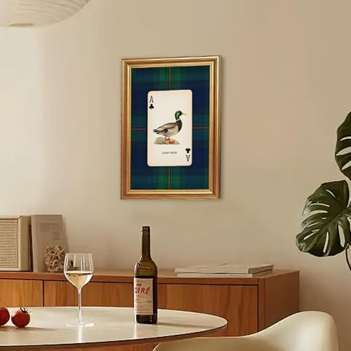 Wojuin Lucky Duck Ace of Clubs Illustration Framed Canvas Wall Art 12x10 in - color: Lucky Duck, size: 16"L x 12"W