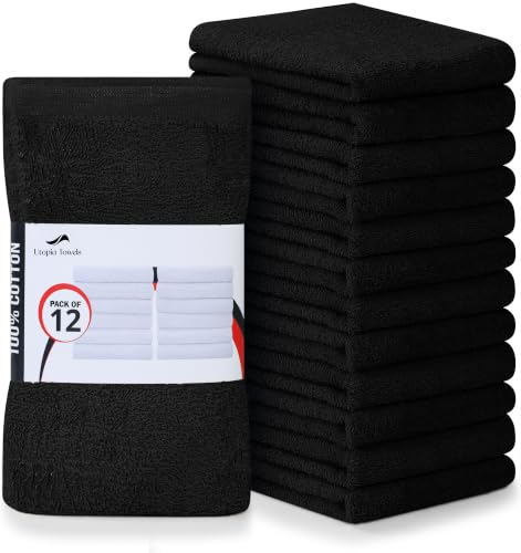 Utopia Towels Kitchen Bar Mops, Pack of 12, 16x19 in, 100% Cotton, Black - color: Black, size: 12 Pack