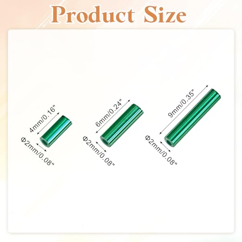 MECCANIXITY 2000pcs Glass Bugle Beads 4/6/9mm Long Tube Cylinder Beads - color: Metallic Green