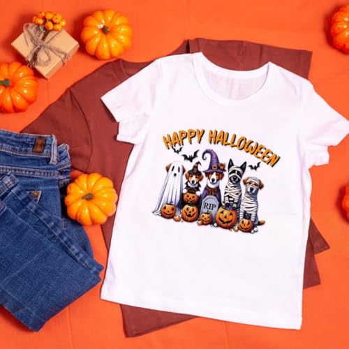 Dtf Transfers Ready to Press - 20Pcs Halloween Ghost Dog Iron on Transfers Ghost Dog Pumpkin Iron on Decals Patches Halloween Dog Heat Transfer Vinyl Stickers for Clothing Pillows Bag DIY Crafts - color: Ghost Dog