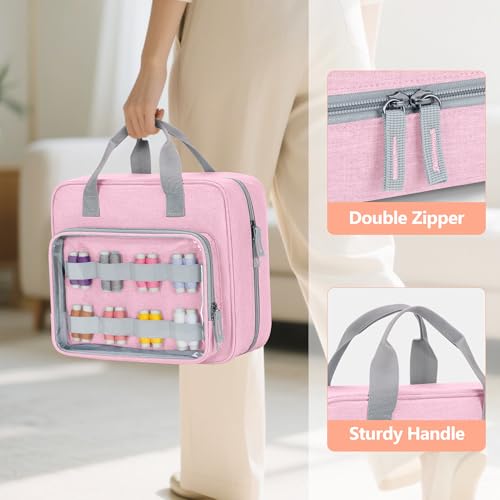 LUXJA Sewing Storage Organizer with Folio Open Design, Pink - color: Pink