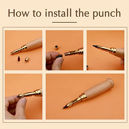 TLKKUE Adjustable Leather Hole Punch Automatic Screw Hole Punch Tool - color: Wood Color