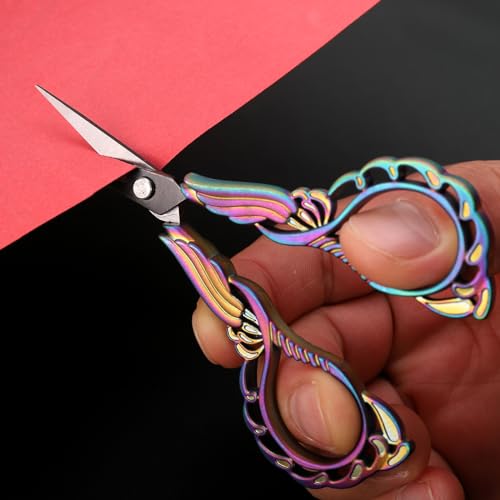 YOUGUOM Embroidery Scissors with Cover, Sewing Crafting Shears - color: Rainbow