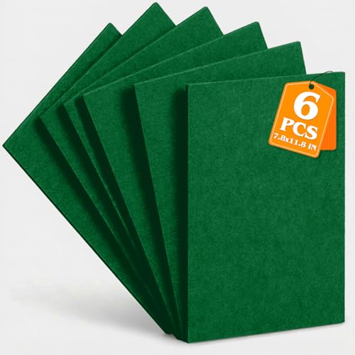 Emerald Green Stiff Felt Sheets 2mm Thick for Crafts, 7.8" x 11.8" (6-Pack) - color: Emerald Green