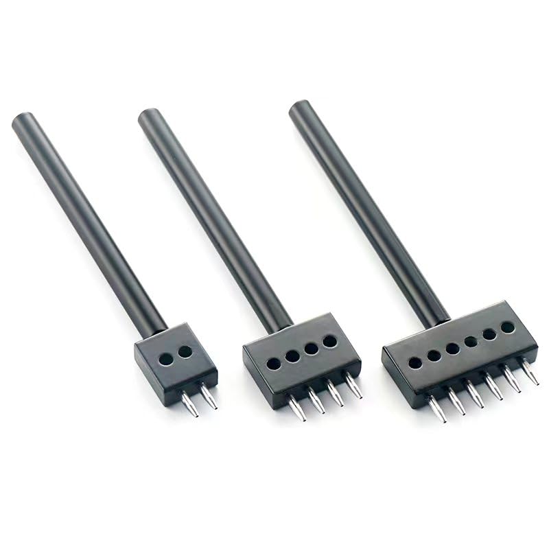 Leather Round Hole Punching Tool 3pcs Prong Punch Tool Set with 2/4/6 Prong Options for Precise Round Hole Punching DIY Leather Craft (6MM) - size: 6MM