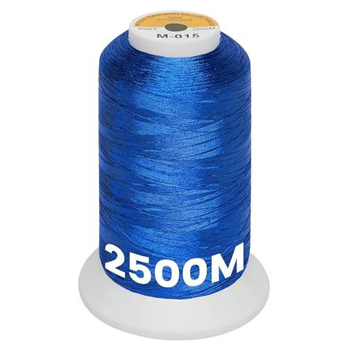 New brothread Metallic Embroidery Machine Thread - Royal Blue M-015 - color: 2500M Single Spool Royal Blue M-015