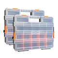 MIXPOWER 15-inch 2pcs Toolbox Organizer Sets, 20 Removable Dividers, Durable Plastic Box, Excellent for Screws, Nuts, Small Parts, 34-Compartment Black/Orange 2 Pieces Set - size: Black/Orange