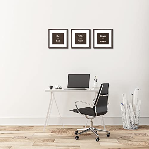 12x12 Walnut Picture Frame Set of 3 for Pictures 8x8 with Mat or 12x12 Without Mat,Wall or Tabletop Gallery Photo Frames with Real Glass - color: Walnut, size: 12x12(set of 3)