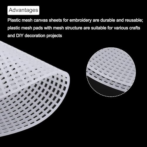MECCANIXITY 4pcs 11" Plastic Mesh Canvas Sheet 5 Count Round Needlepoint Blank Canvas for Embroidery Knit Crochet Acrylic Yarn Crafting, White - size: 11"