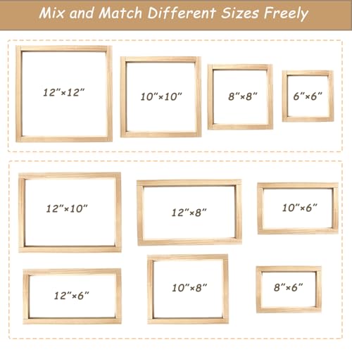 16 pcs Needlepoint Stretcher Bars Set, Wooden Stretcher Bars for Needlework Embroidery Stitch Frame Set for Crafts Art Cross Stitch Supplies with Thumb Tacks,Tacks Remover,Masking Tape,Maker
