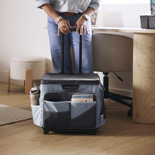 Folding Mobile Utility Cart, Canvas Organizer Bag, Black/Grey - color: Black/Grey